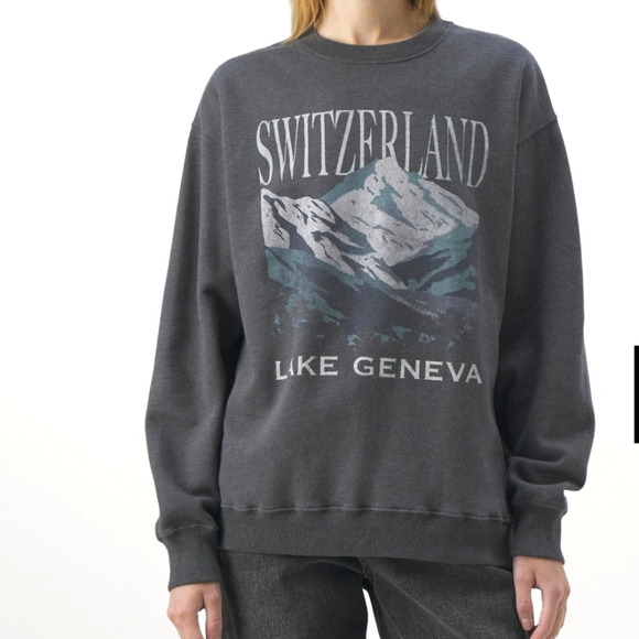 Hollister Lake Geneva Oversized Crew Neck Sweatshirt Charcoal Gray XL - Picture 3 of 8